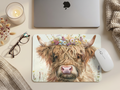 Floral Highland Cow Mouse Pad