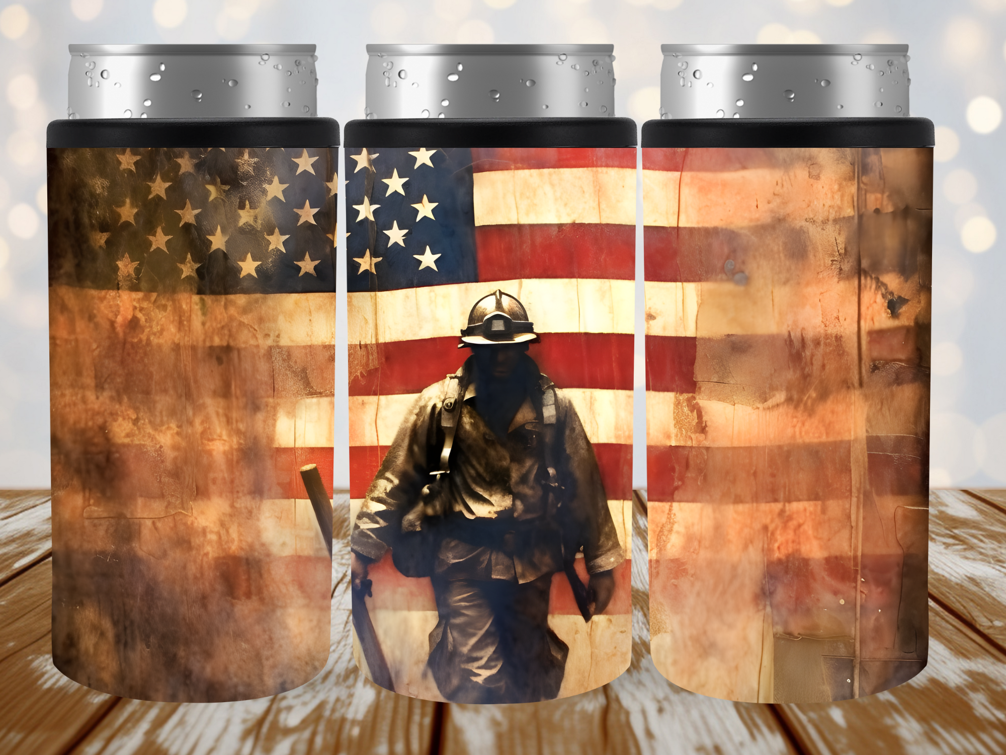 American Firefighter Slim Can Cooler