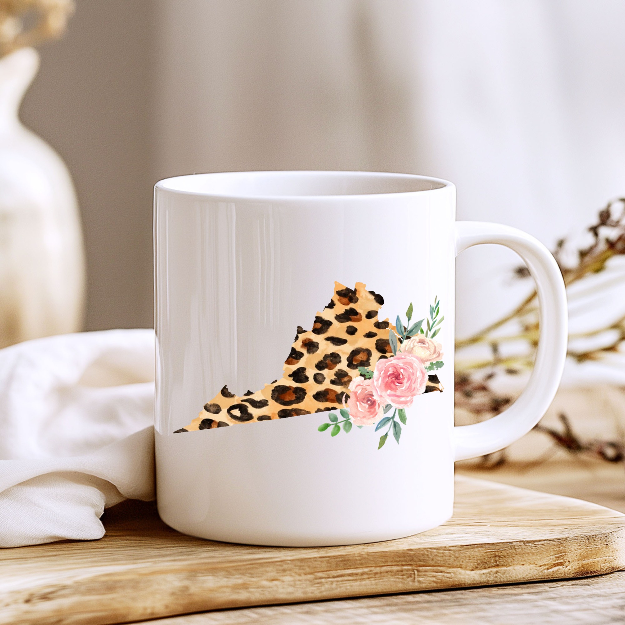 Floral Leopard Print Virginia State