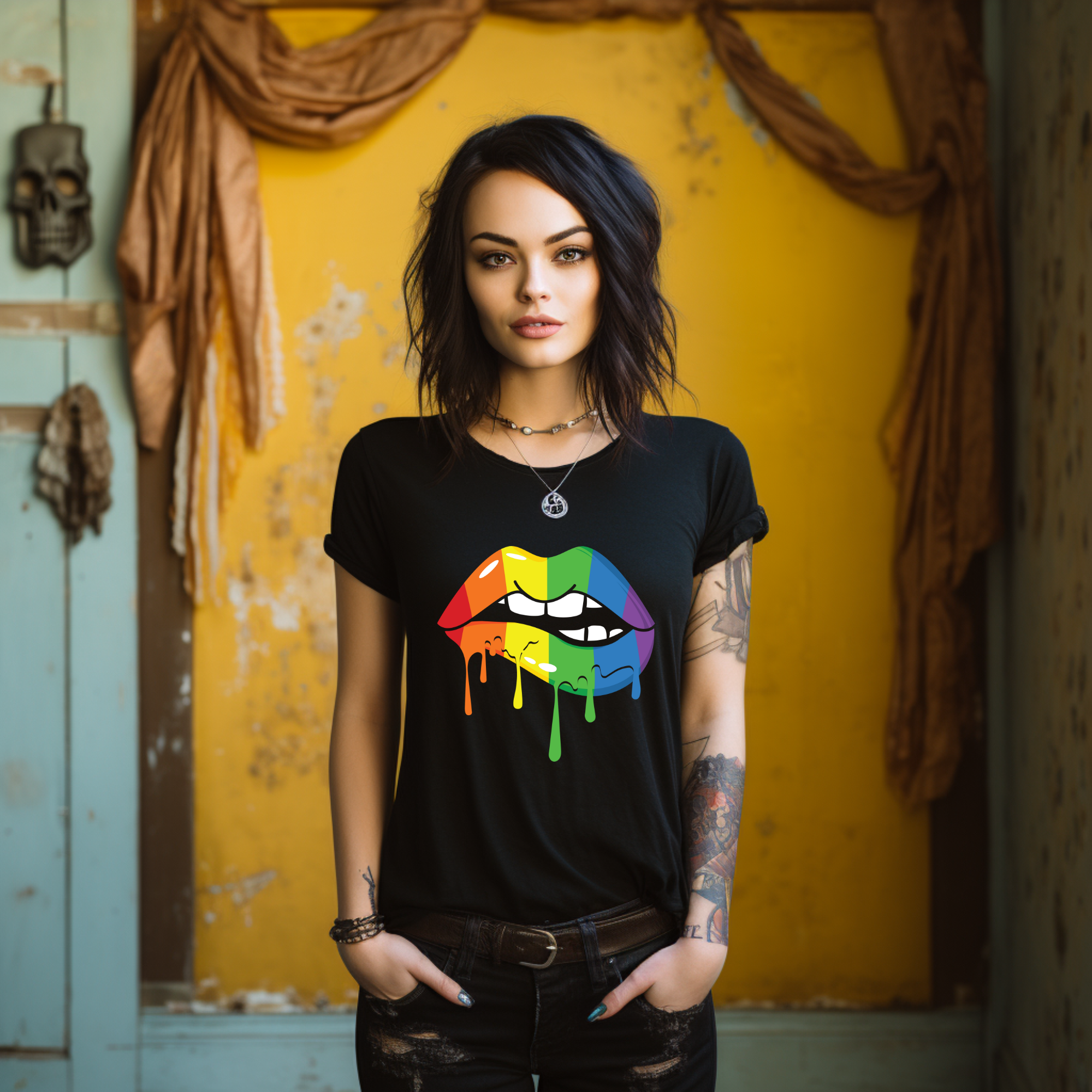 Rainbow Dripping Pride Lips